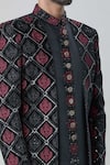 Arihant Rai Sinha_Black Velvet Silk Embroidery Floral Mandala Flower Sherwani With Pant _at_Aza_Fashions