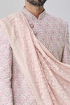 Arihant Rai Sinha_Pink Art Silk Embroidery Floral Flower Vine Sherwani Churidar Set_at_Aza_Fashions