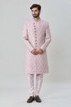 Buy Arihant Rai Sinha Pink Silk Embroidery Flower Vine Sherwani With Churidar at Aza Fashions Buy_Arihant Rai Sinha_Pink Silk Embroidery Flower Vine Sherwani With Churidar _at_Aza_Fashions