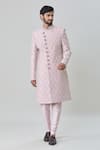 Buy Arihant Rai Sinha Pink Silk Embroidery Flower Vine Sherwani With Churidar Online at Aza Fashions Buy_Arihant Rai Sinha_Pink Silk Embroidery Flower Vine Sherwani With Churidar _Online_at_Aza_Fashions