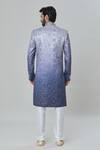 Shop_Arihant Rai Sinha_Blue Art Silk Embroidery Floral Flower Tile Sherwani With Churidar _at_Aza_Fashions