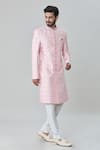 Buy_Arihant Rai Sinha_Pink Art Silk Embroidery Floral Tonal Sherwani With Churidar _Online_at_Aza_Fashions