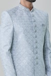 Shop_Arihant Rai Sinha_Blue Art Silk Embroidery Scallop Sherwani With Churidar _Online_at_Aza_Fashions