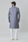 Shop_Arihant Rai Sinha_Grey Art Silk Embroidery Circular Sherwani With Churidar _at_Aza_Fashions