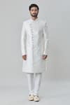 Buy Arihant Rai Sinha Off White Silk Sequins Flower Artwork Embroidered Sherwani With Churidar Online at Aza Fashions Buy_Arihant Rai Sinha_Off White Silk Sequins Flower Artwork Embroidered Sherwani With Churidar _Online_at_Aza_Fashions