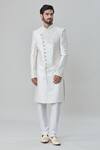 Shop Arihant Rai Sinha Off White Silk Sequins Flower Artwork Embroidered Sherwani With Churidar Online at Aza Fashions Shop_Arihant Rai Sinha_Off White Silk Sequins Flower Artwork Embroidered Sherwani With Churidar _Online_at_Aza_Fashions