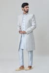 Arihant Rai Sinha_Blue Art Silk Embroidery Flower Vine Floral Tile Sherwani Pant Set _at_Aza_Fashions