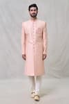 Buy_Arihant Rai Sinha_Peach Sherwani Art Silk Embroidery Sequin Work Set _Online_at_Aza_Fashions