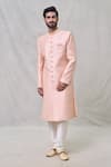 Shop_Arihant Rai Sinha_Peach Sherwani Art Silk Embroidery Sequin Work Set _Online_at_Aza_Fashions