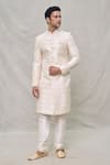 Buy_Arihant Rai Sinha_Cream Sherwani Art Silk Embroidery Sequin And Thread Set _Online_at_Aza_Fashions