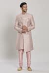 Buy_Arihant Rai Sinha_Pink Sherwani Art Silk Embroidery Sequin Thread And Set _at_Aza_Fashions