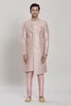 Arihant Rai Sinha_Pink Sherwani Art Silk Embroidery Sequin Thread And Set _Online_at_Aza_Fashions