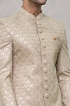 Arihant Rai Sinha_Beige Sherwani Art Silk Embroidery Sequin Scallop Set _at_Aza_Fashions