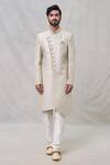 Buy_Arihant Rai Sinha_Beige Sherwani Art Silk Embroidery Thread Set _Online_at_Aza_Fashions