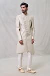 Arihant Rai Sinha_Beige Sherwani Art Silk Embroidery Thread Set _at_Aza_Fashions