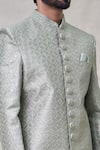 Arihant Rai Sinha_Green Sherwani Art Silk Embroidery Thread Diamond Set _at_Aza_Fashions