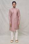 Buy_Arihant Rai Sinha_Pink Sherwani Art Silk Embroidery Thread Diamond Pattern Set _Online_at_Aza_Fashions