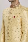 Shop_Arihant Rai Sinha_Gold Sherwani Art Silk Embroidery Thread Work Set_Online_at_Aza_Fashions