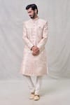 Buy_Arihant Rai Sinha_Cream Sherwani Art Silk Embroidery Thread Abstract Set _at_Aza_Fashions