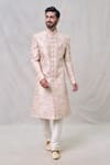 Buy_Arihant Rai Sinha_Cream Sherwani Art Silk Embroidery Thread Abstract Set _Online_at_Aza_Fashions