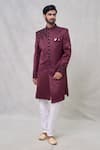 Buy_Arihant Rai Sinha_Wine Sherwani Art Silk Embroidery Cutdana Set _Online_at_Aza_Fashions