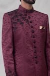 Shop_Arihant Rai Sinha_Wine Sherwani Art Silk Embroidery Cutdana Set _Online_at_Aza_Fashions