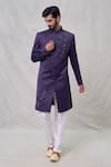 Buy_Arihant Rai Sinha_Purple Sherwani Art Silk Embroidery Cutdana Threadwork Set _at_Aza_Fashions