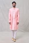 Arihant Rai Sinha_Pink Sherwani Art Silk Embroidery Thread Layered Set_Online_at_Aza_Fashions