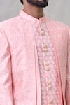 Shop_Arihant Rai Sinha_Pink Sherwani Art Silk Embroidery Thread Layered Set_Online_at_Aza_Fashions