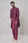 Buy_Arihant Rai Sinha_Maroon Art Silk Embroidery Mirror Blossom Vine Thread Layered Sherwani Set _Online_at_Aza_Fashions