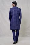 Shop_Arihant Rai Sinha_Blue Art Silk Embroidery Thread Quad Sequin Bloom Sherwani Set_at_Aza_Fashions