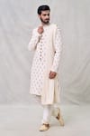 Buy_Arihant Rai Sinha_Cream Art Silk Embroidery Padma Bloom Sherwani Set _Online_at_Aza_Fashions