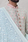 Shop_Arihant Rai Sinha_Green Art Silk Embroidery Padma Bloom Lotus Darbar Sherwani Set _Online_at_Aza_Fashions