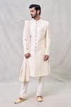 Shop_Arihant Rai Sinha_Cream Art Silk Embroidery Sequin Bahar Vine Sherwani Set _Online_at_Aza_Fashions