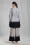 Shop_Khwaab by Sanjana Lakhani_Grey Rayon Cotton Embellished Sequin Shirt Flower Print Shaded Tunic With Pant_at_Aza_Fashions