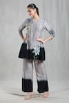 Khwaab by Sanjana Lakhani_Grey Rayon Cotton Embellished Sequin Shirt Flower Print Shaded Tunic With Pant_Online_at_Aza_Fashions