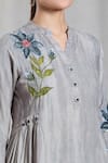 Buy_Khwaab by Sanjana Lakhani_Grey Rayon Cotton Embellished Sequin Shirt Flower Print Shaded Tunic With Pant_Online_at_Aza_Fashions