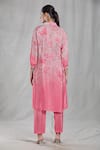 Shop_Khwaab by Sanjana Lakhani_Pink Crepe Silk Embellished Sequin Shirt Printed Shaded High-low Kurta With Pant _at_Aza_Fashions