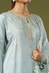 Shop_Samyukta Singhania_Blue Silk Embellished Gota Keyhole Floral Kurta Palazzo Set _Online_at_Aza_Fashions