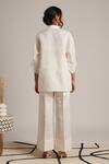 Shop_Moh India_Off White 100% Pure Linen Plain Celeste Solid Flared Trouser _at_Aza_Fashions