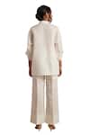 Moh India_Off White 100% Pure Linen Plain Celeste Solid Flared Trouser _Online_at_Aza_Fashions