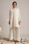 Shop_Moh India_Off White 100% Pure Linen Plain Celeste Solid Flared Trouser _Online_at_Aza_Fashions