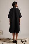 Moh India_Black Linen Collared December Plain Shirt Dress _Online_at_Aza_Fashions