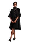 Buy_Moh India_Black Linen Collared December Plain Shirt Dress _Online_at_Aza_Fashions