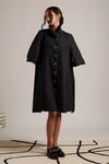 Moh India_Black Linen Collared December Plain Shirt Dress _at_Aza_Fashions