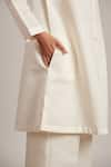 Moh India_Off White 100% Pure Linen Plain Collar Desire Shirt Tunic And Flared Pant Set _Online_at_Aza_Fashions