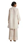 Buy_Moh India_Off White 100% Pure Linen Plain Collar Desire Shirt Tunic And Flared Pant Set 