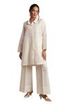 Buy Moh India Off White 100% Pure Linen Plain Collar Grace Shirt Tunic Buy_Moh India_Off White 100% Pure Linen Plain Collar Grace Shirt Tunic