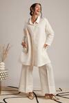 Shop Moh India Off White 100% Pure Linen Plain Collar Grace Shirt Tunic Shop_Moh India_Off White 100% Pure Linen Plain Collar Grace Shirt Tunic