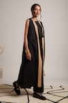 Moh India Black Linen Tassels Open Neck Harmony Sleeveless Overlay Online at Aza Fashions Moh India_Black Linen Tassels Open Neck Harmony Sleeveless Overlay _Online_at_Aza_Fashions